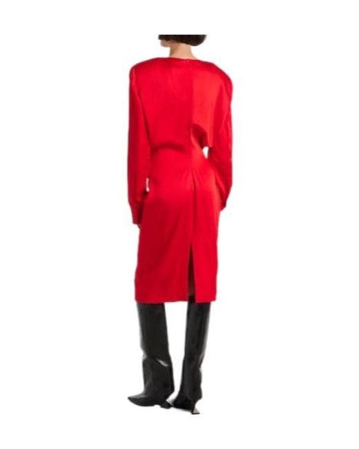 Stella McCartney Red Round-Neck Mid-Length Dress