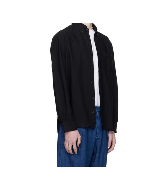 A.P.C. Black Logo-Embroidered Long-Sleeved Shirt for men