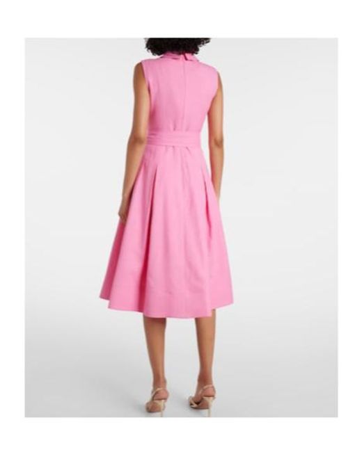 Carolina Herrera Pink Belted Twill Midi Dress