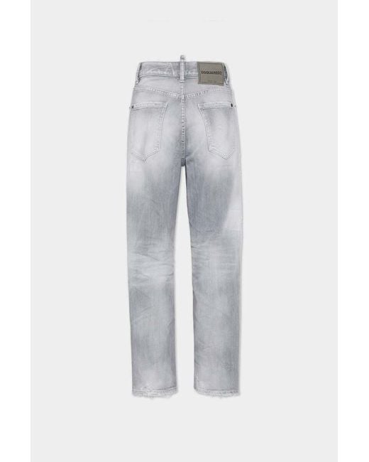 DSquared² Gray Brushed Wash Distressed Boston Jeans
