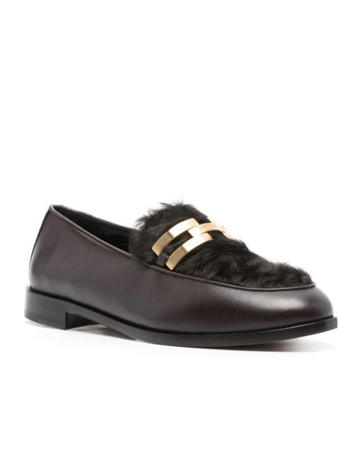Aquazzura Black Shearling-Trim Loafers