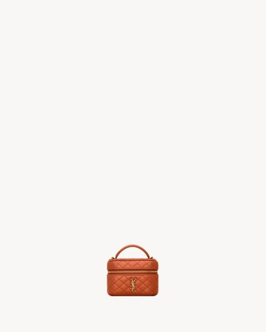 Saint Laurent White Gaby Micro Lambskin Cosmetic Bag