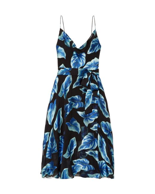 Alice + Olivia Blue Casual Embroidered Waist-Cinched Dress