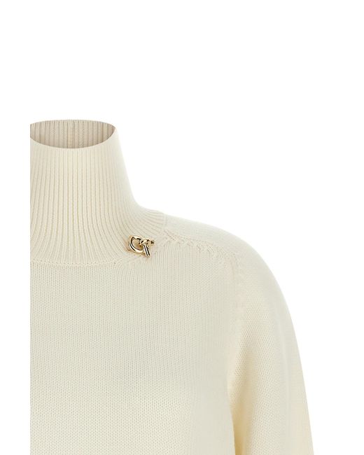 Fabiana Filippi White Ribbed Turtleneck Knitted Sweater