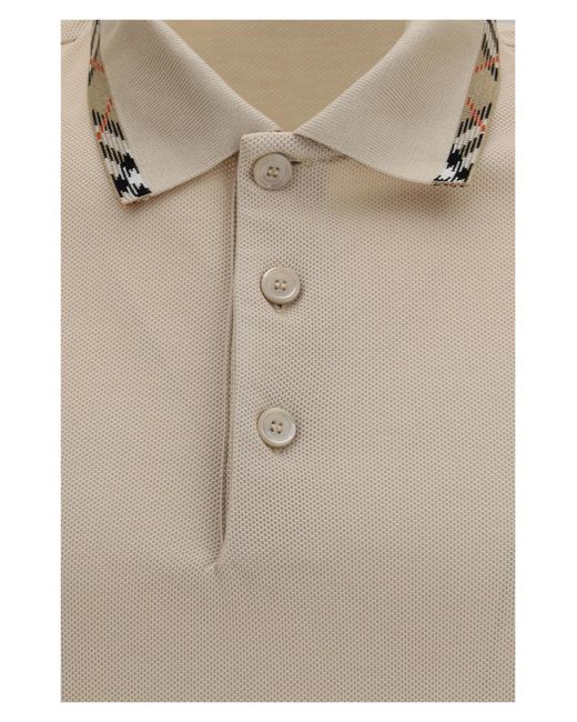 Burberry Gray Checked-Trim Short Sleeved Polo Shirt for men