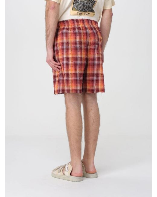 Barrow Red Checked Logo Shorts for men
