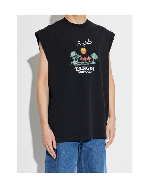 Vetements Black Graphic Printed Sleeveless T-Shirt for men