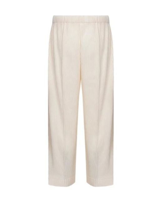 Homme Plissé Issey Miyake White Elasticated Pleated Trousers for men