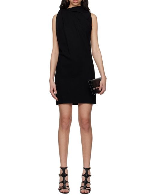 McQueen Black Wool Knotted Mini Dress