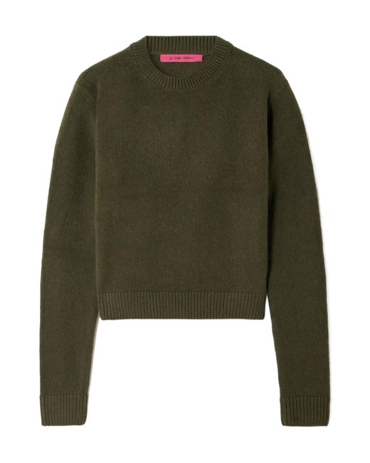 The Elder Statesman Green Crew Neck Cashmere Sweater