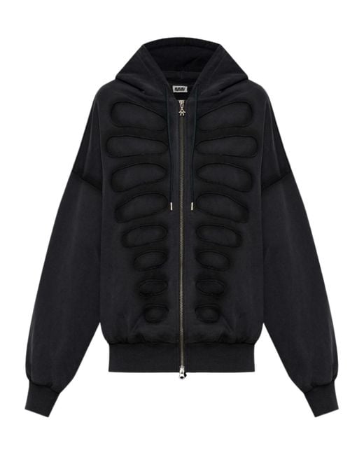 AVAVAV Black Tim Panelled Zip-Up Hoodie