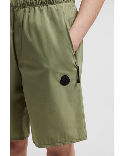 Moncler Green Logo Patch Shorts for men