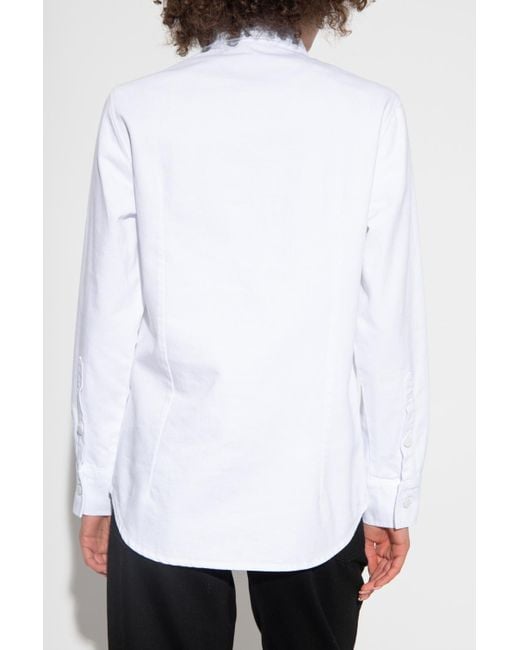 Raf Simons White Logo-Patch Long-Sleeve Shirt