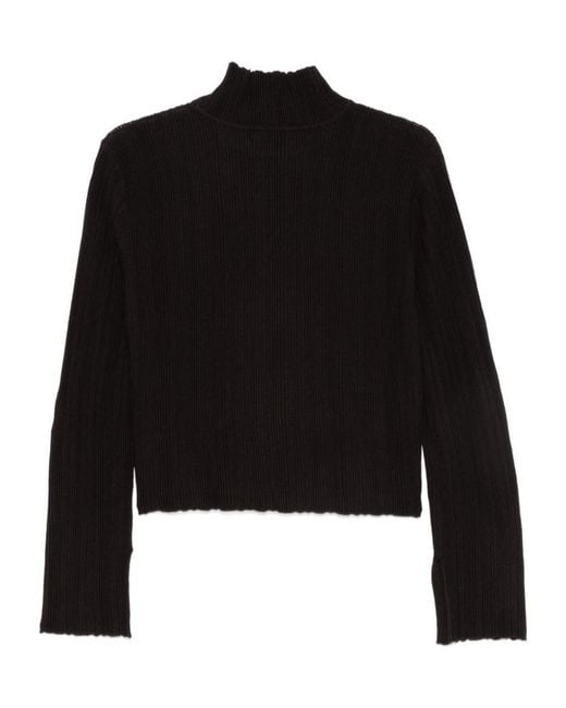 Alysi Black Ribbed-Knit High-Neck Sweater