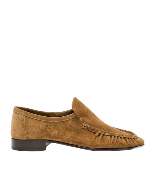 The Row Brown Solid Soft Suede Loafers