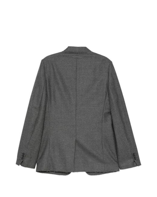 MM6 by Maison Margiela Gray Frayed-Edge Blazer