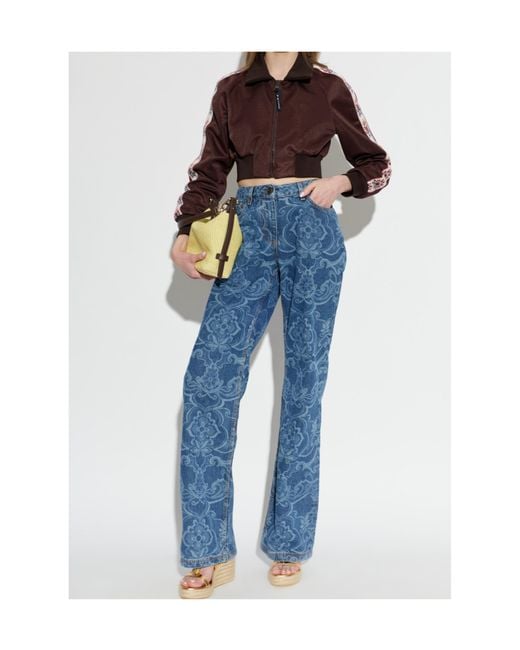 Etro Red Contrasting Band Cropped Sweatshirt