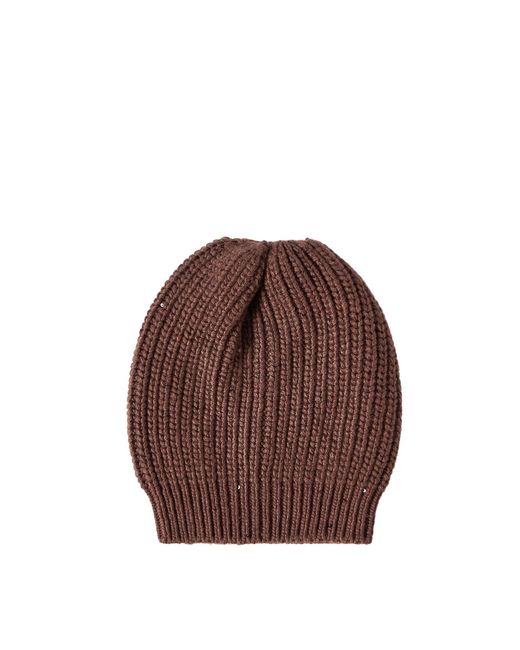 Brunello Cucinelli Brown Cashmere And Silk Diamond-Yarn Knit Beanie