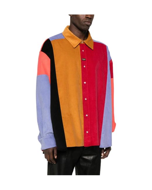 Martine Rose Red Panelled Corduroy Shirt for men