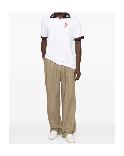 Casablanca White Logo-Patch Polo Shirt for men