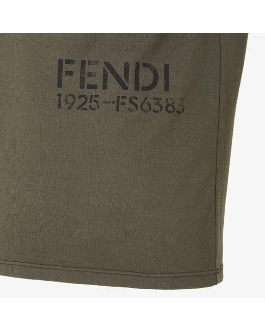 Fendi Green Logo-Print Cotton T-Shirt for men