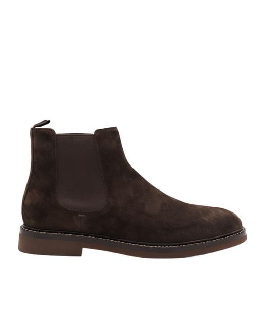 Brunello Cucinelli Brown Suede Chelsea Boots for men