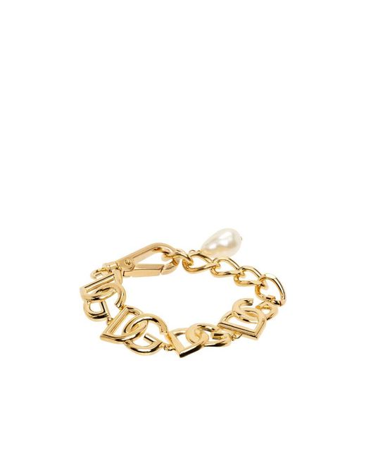 Dolce & Gabbana Metallic Logo-Embellished Chain Bracelet