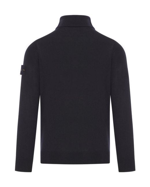 Stone Island Blue Logo Patch Roll-Neck Jumper for men