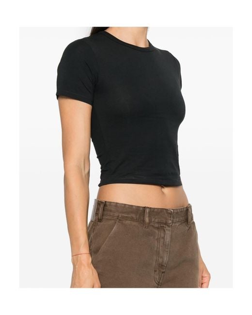 Entire studios Black Short Sleeved Crewneck Cropped T-Shirt