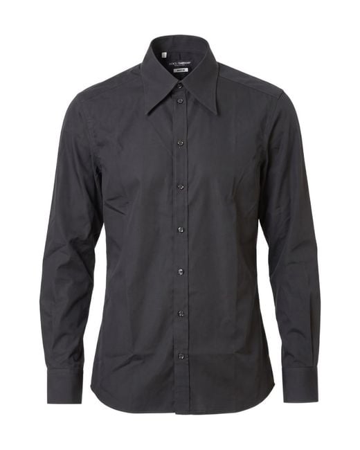 Dolce & Gabbana Blue Long-Sleeved Poplin Shirt for men