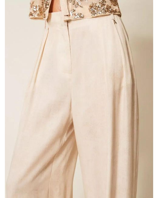 Twinset Natural Pleat-Detail Palazzo Pants