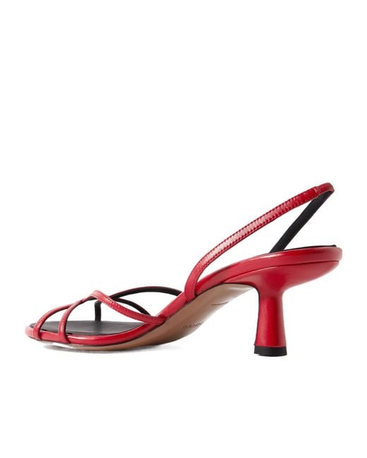 Neous Red Thin Strap High-Heel Sandals