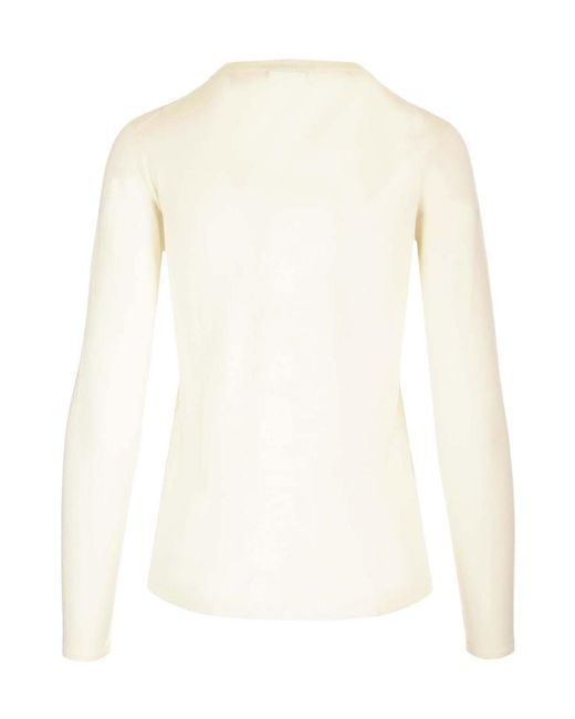 Max Mara White Round-Neck And Long-Sleeved Sweater
