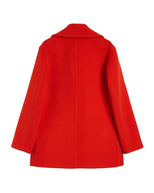 Jil Sander Red Wool Chevron Coat