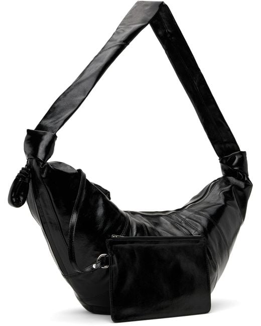 Lemaire Black Knot Detailed Large Croissant Shoulder Bag