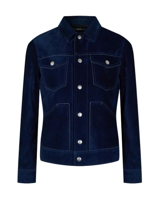 Tom Ford Blue Suede Western Jacket for men