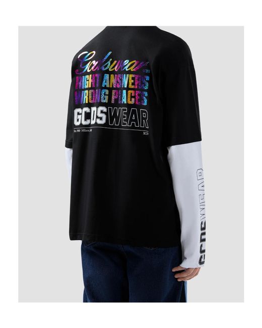 Gcds Black Long Sleeve T-Shirt for men