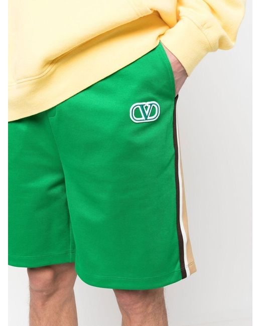 Valentino Green Vlogo Side-Stripe Track Shorts for men
