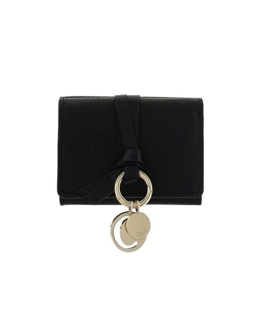 Chloé Black Alphabet Tri-Fold Compact Wallet