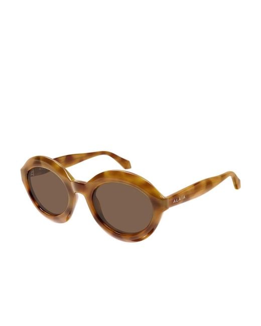 Alaïa Brown Alaïa Oval Frame Sunglasses