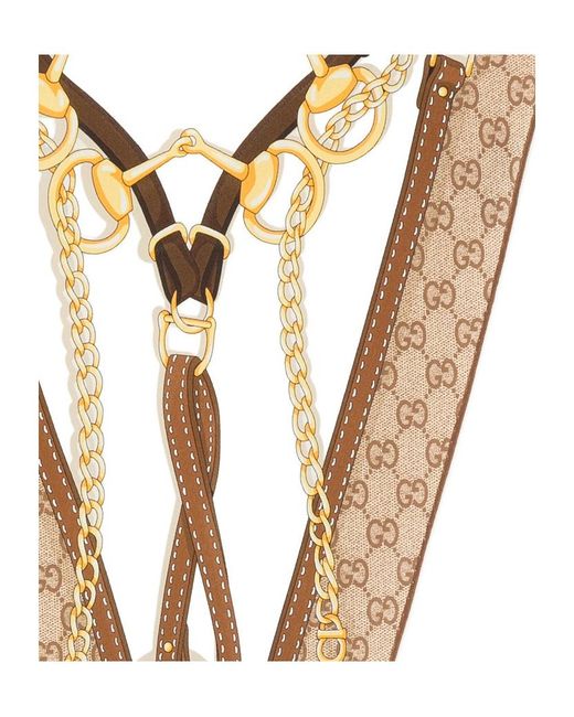 Gucci Metallic Gg Supreme Horsebit Printed Scarf-Style Belt