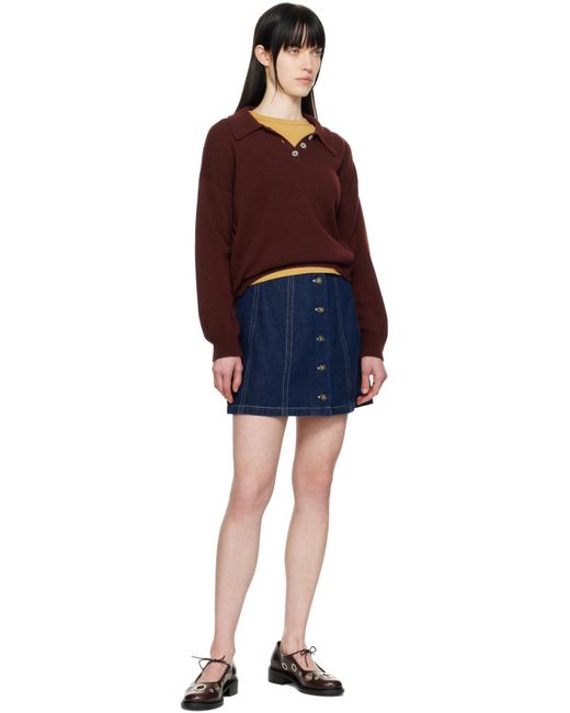 A.P.C. Blue Denim Pipa Mini Skirt