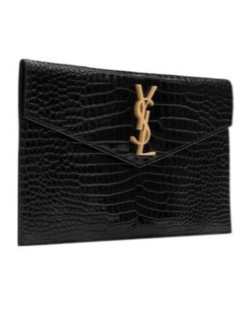 Saint Laurent Black Uptown Logo Clutch Bag