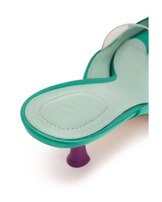 Chloé Green Round-Toe Stiletto Heel Sandals