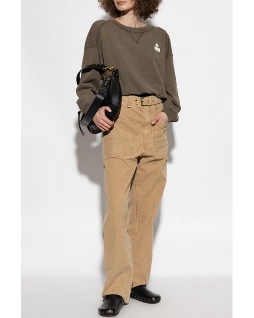Isabel Marant Brown Isabel Marant Étoile Logo Printed Drawstring Sweatshirt