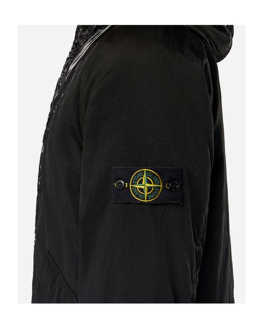 Stone Island Black Anti-Drop Hooded Panama Jacket for men
