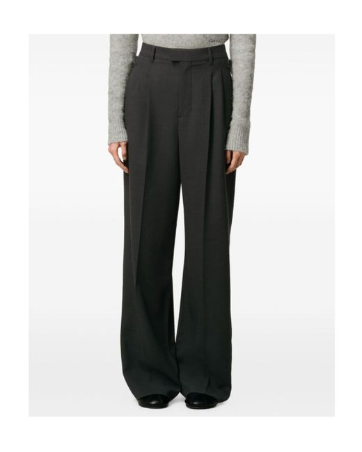 AMI Black Wool High Waist Wide Pants