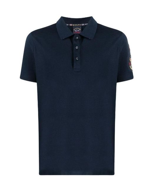 Paul & Shark Blue Logo Patch Polo Shirt for men