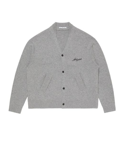 Acne Gray V-Neck Cardigan Knitwear for men