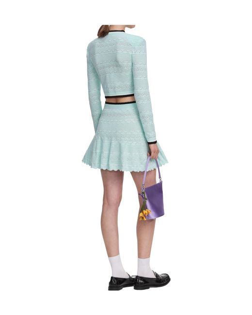 Self-Portrait Green Pointelle Mini Skirt